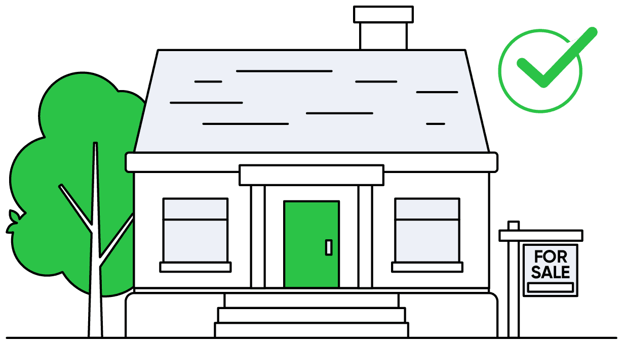 Modern home illustration representing your future property purchase with MortgageCS mortgage pre-qualification